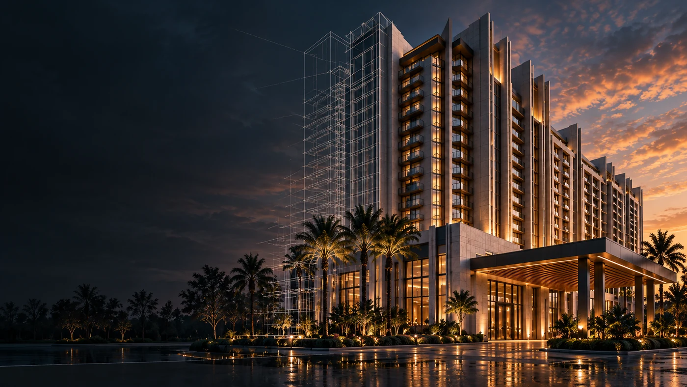 Original architectural concept illustration for commercial project services.